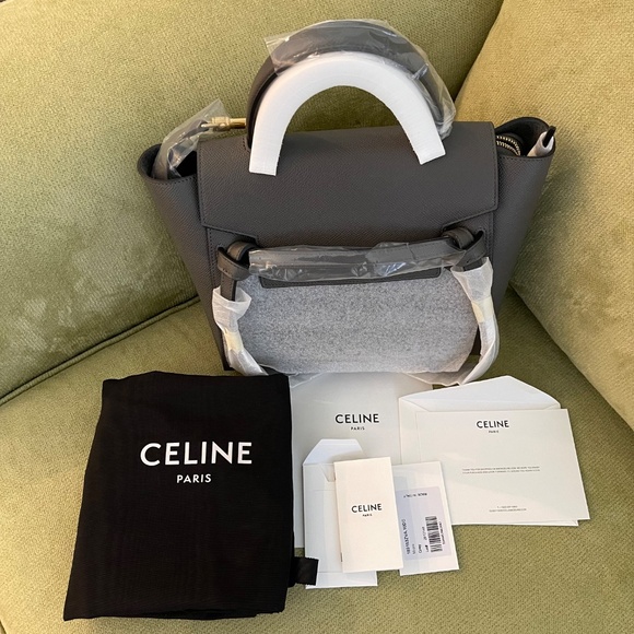 NWT. CELINE MICRO BELT BAG IN GRAINED CALFSKIN. COLOR: GREY - Picture 8 of 10
